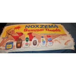 Vintage Noxzema Summer Needs Beach Towel – Pin-Up Advertising – 1960s 1970s